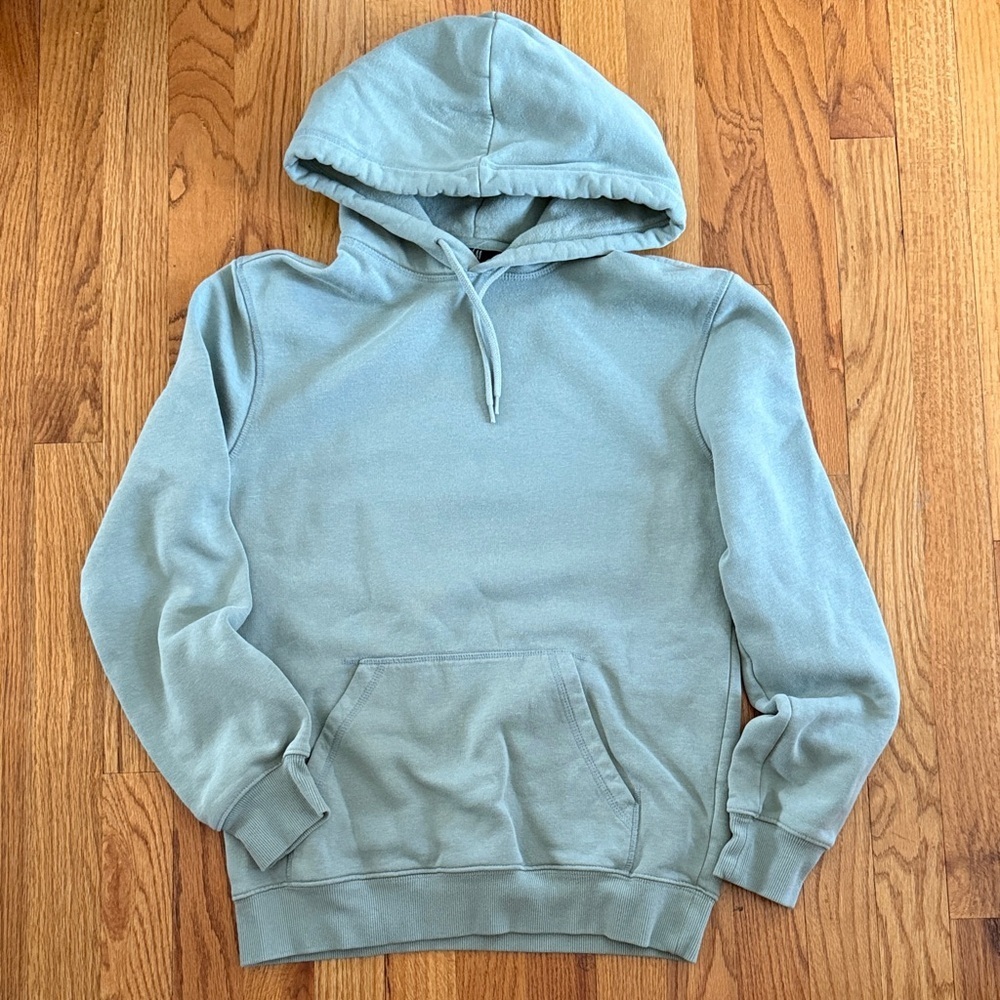 H&M Men's Hoodie XS Light Green Solid Color
